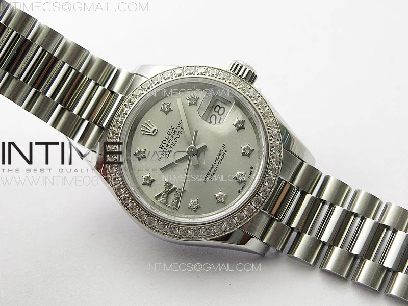 Datejust 28mm 279179 SS Crystals APSF Best Edition Silver Dial Stars Crystals Markers on SS President Bracelet NH05