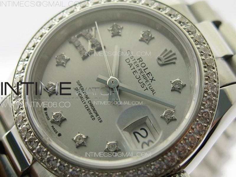 Datejust 28mm 279179 SS Crystals APSF Best Edition Silver Dial Stars Crystals Markers on SS President Bracelet NH05