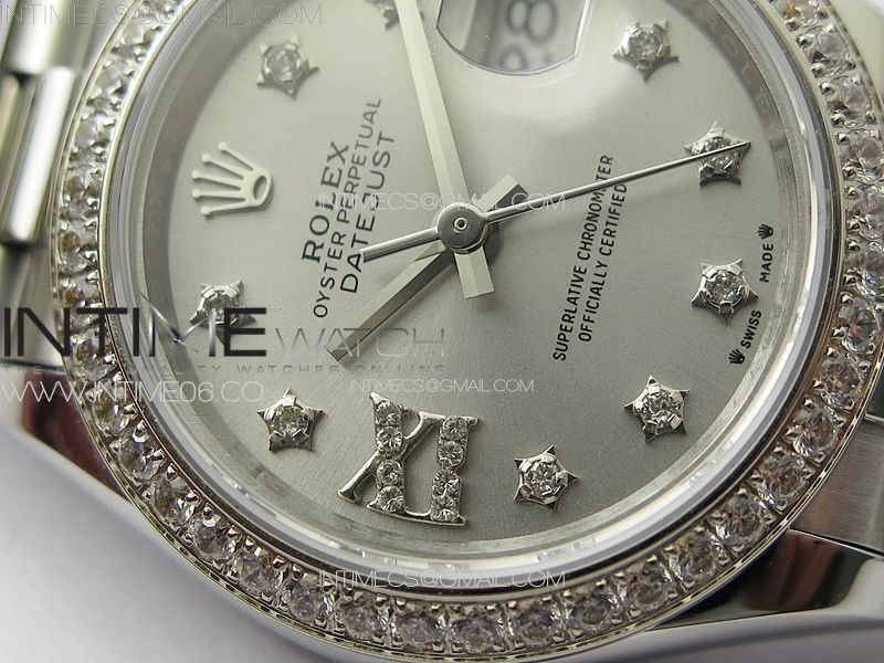 Datejust 28mm 279179 SS Crystals APSF Best Edition Silver Dial Stars Crystals Markers on SS President Bracelet NH05