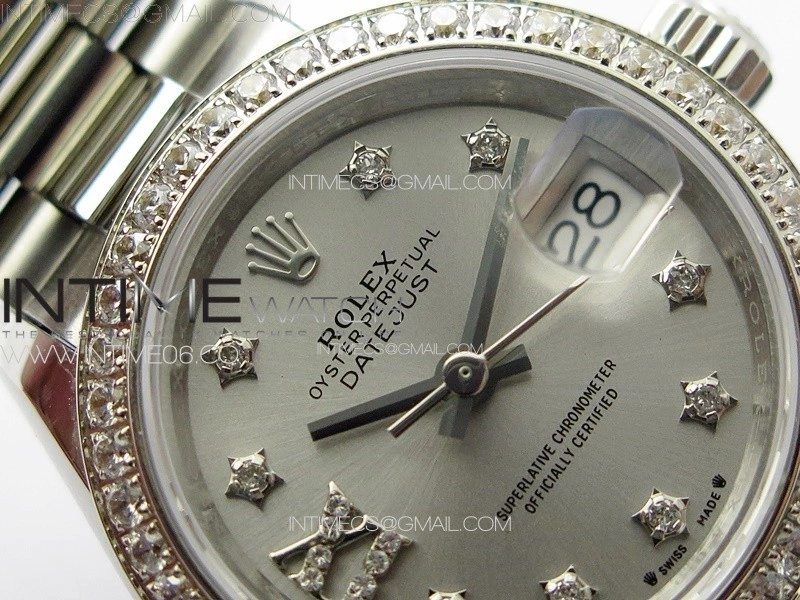 Datejust 28mm 279179 SS Crystals APSF Best Edition Silver Dial Stars Crystals Markers on SS President Bracelet NH05