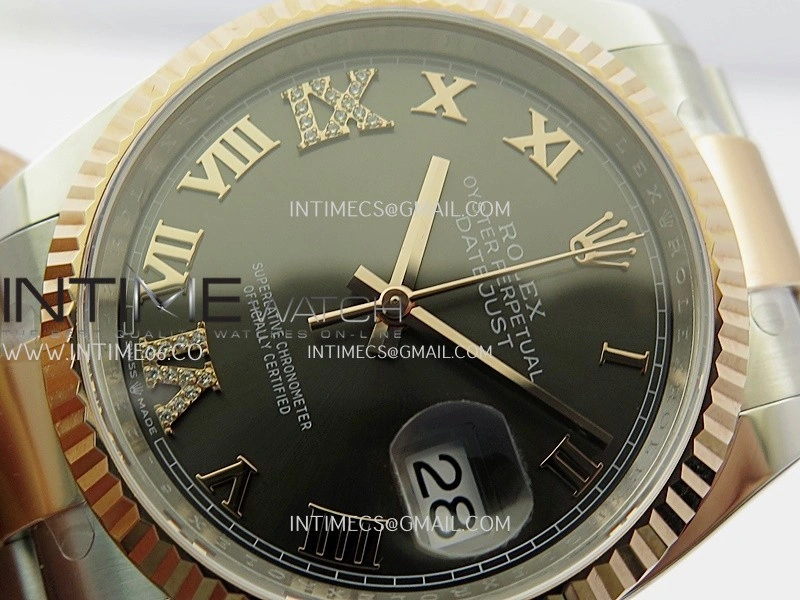 DateJust 126233 36mm 904L SS RG AR+F 1:1 Best Edition Gray Dial Roman Diamond Marker On Oyster Bracelet DD3235