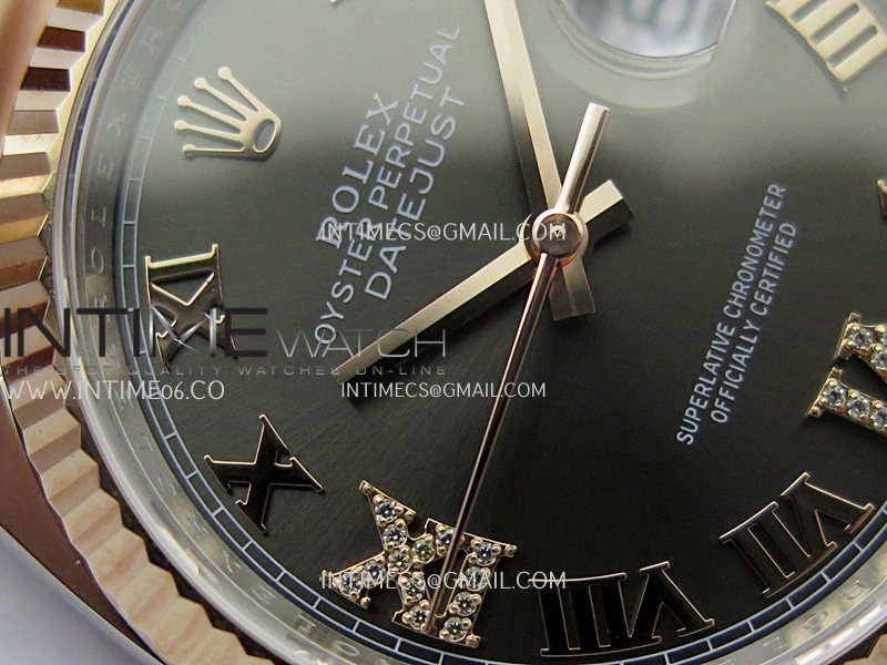 DateJust 126233 36mm 904L SS RG AR+F 1:1 Best Edition Gray Dial Roman Diamond Marker On Oyster Bracelet DD3235
