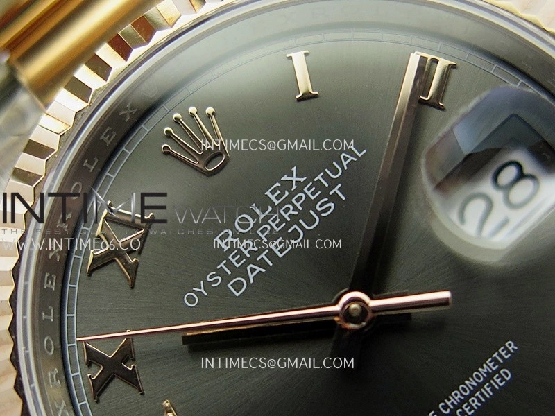 DateJust 126233 36mm 904L SS RG AR+F 1:1 Best Edition Gray Dial Roman Diamond Marker On Oyster Bracelet DD3235