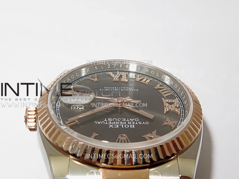 DateJust 126233 36mm 904L SS RG AR+F 1:1 Best Edition Gray Dial Roman Diamond Marker On Oyster Bracelet DD3235