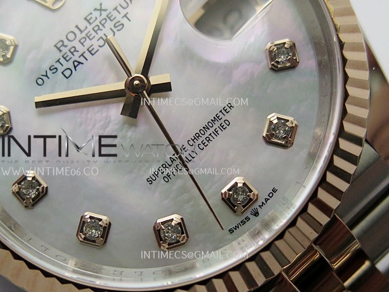 DateJust 126233 36mm 904L SS RG AR+F 1:1 Best Edition White MOP Dial Diamond Marker On Jubilee Bracelet DD3235