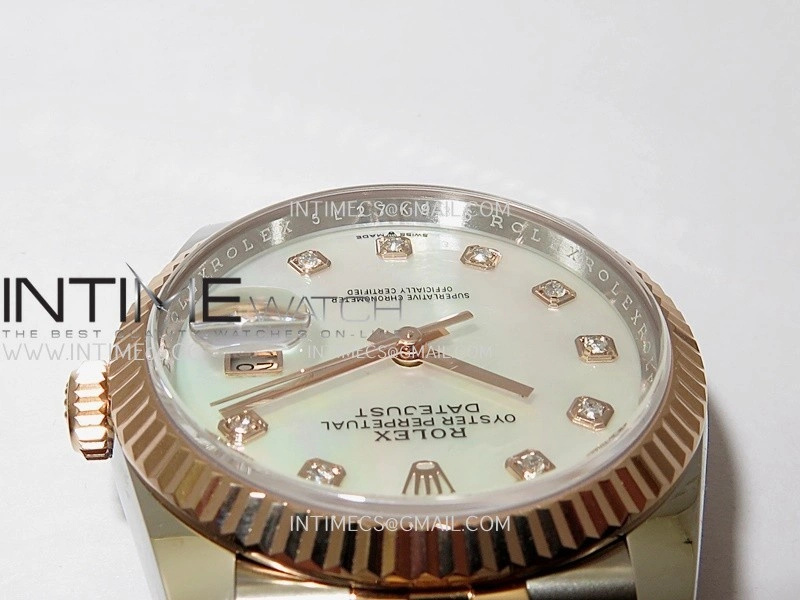 DateJust 126233 36mm 904L SS RG AR+F 1:1 Best Edition White MOP Dial Diamond Marker On Jubilee Bracelet DD3235