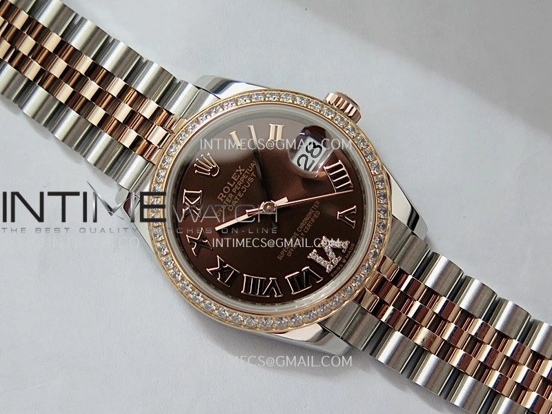 DateJust 31mm 904L SS RG AR+F Best Edition Brown Dial Roman Marker On 904L RG SS Jubilee Bracelet A2236