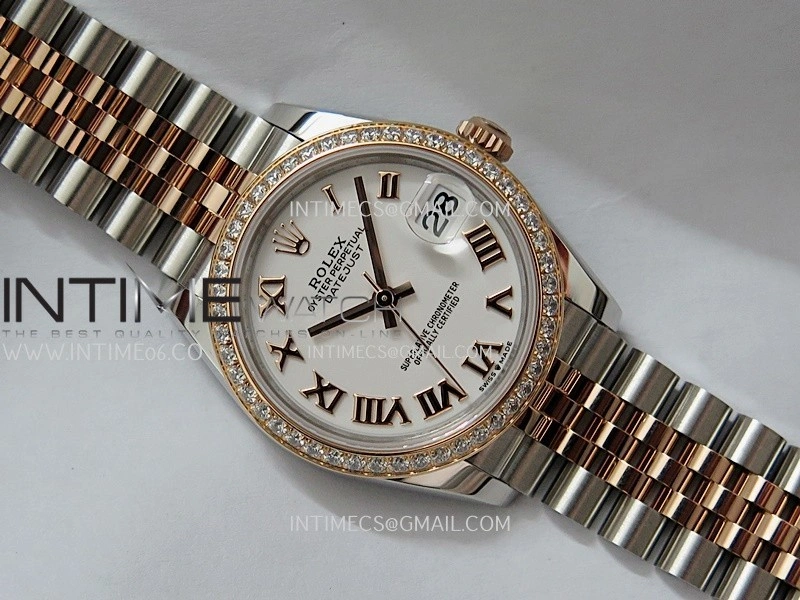 DateJust 31mm 904L SS RG AR+F Best Edition White Dial Roman Marker On 904L RG SS Jubilee Bracelet A2236