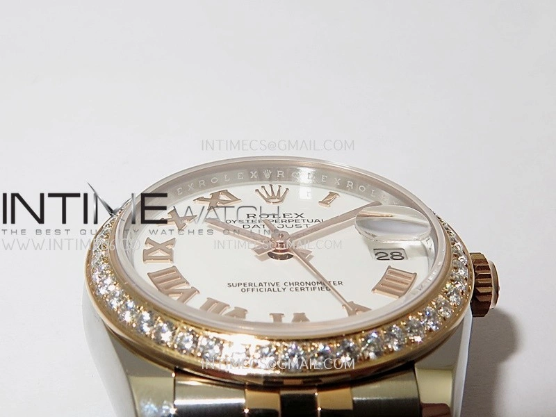 DateJust 31mm 904L SS RG AR+F Best Edition White Dial Roman Marker On 904L RG SS Jubilee Bracelet A2236