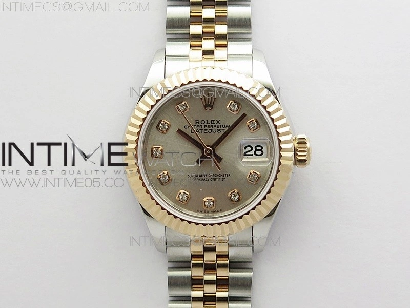 Datejust 28mm 279173 SS RG BP Best Edition Silver Crystal Markers Dial on SS RG Jubilee Bracelet ETA2671