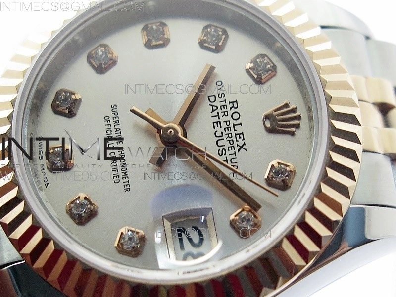 Datejust 28mm 279173 SS RG BP Best Edition Silver Crystal Markers Dial on SS RG Jubilee Bracelet ETA2671