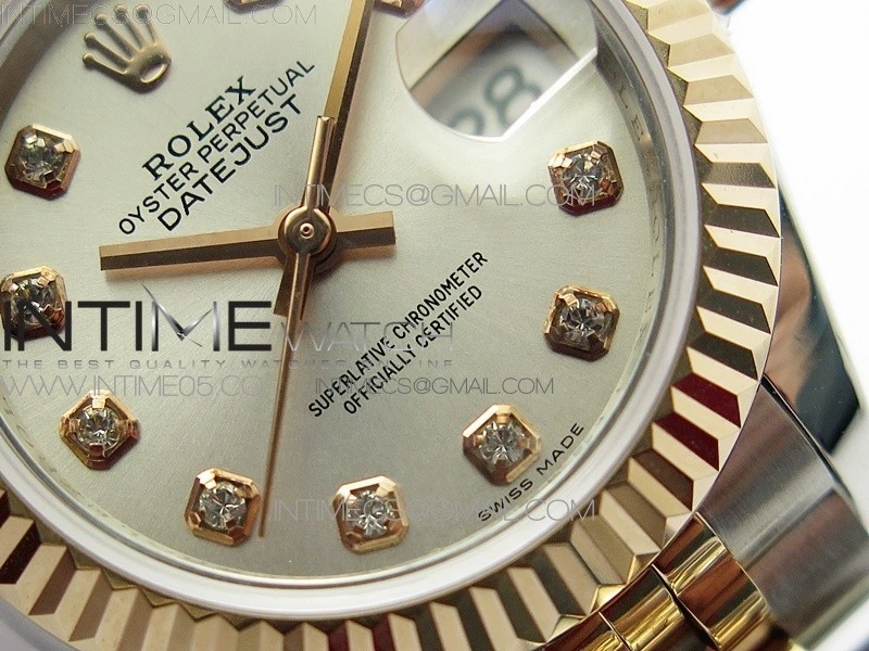 Datejust 28mm 279173 SS RG BP Best Edition Silver Crystal Markers Dial on SS RG Jubilee Bracelet ETA2671