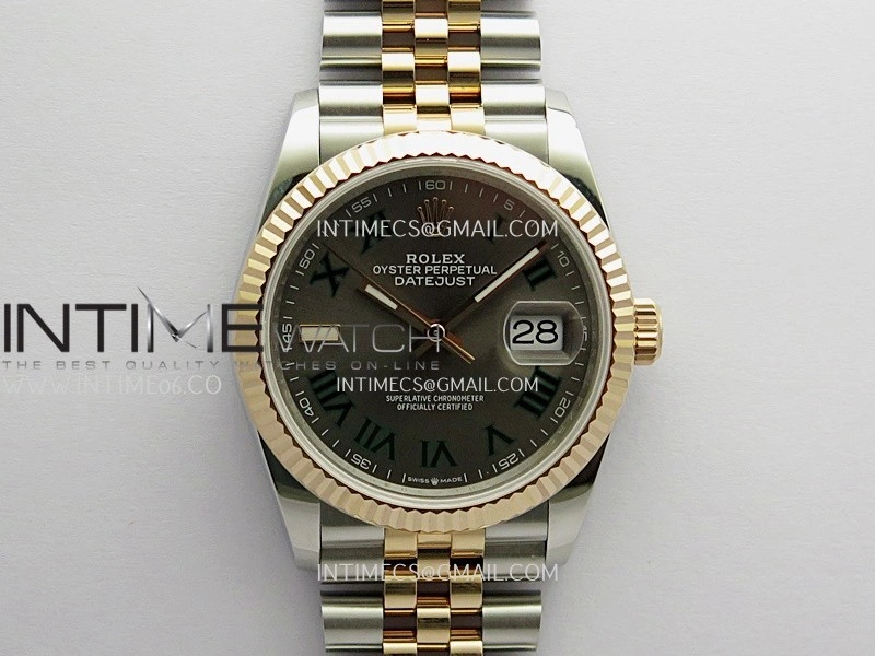 DateJust 36mm 126231 SS RG V2 QF 1:1 Best Edition Gray Dial Roman Marker On SS RG Jubilee Bracelet SH3235