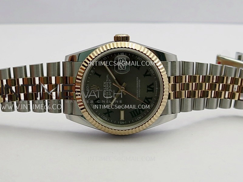DateJust 36mm 126231 SS RG V2 QF 1:1 Best Edition Gray Dial Roman Marker On SS RG Jubilee Bracelet SH3235
