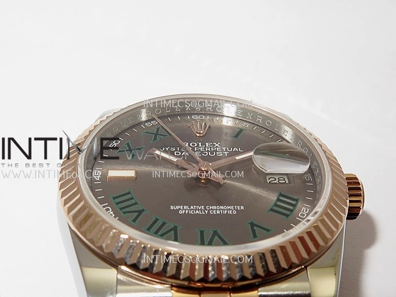 DateJust 36mm 126231 SS RG V2 QF 1:1 Best Edition Gray Dial Roman Marker On SS RG Jubilee Bracelet SH3235