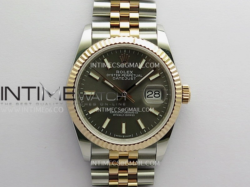 DateJust 36mm 126231 SS RG V2 QF 1:1 Best Edition Gray Dial Stick Marker On SS RG Jubilee Bracelet SH3235