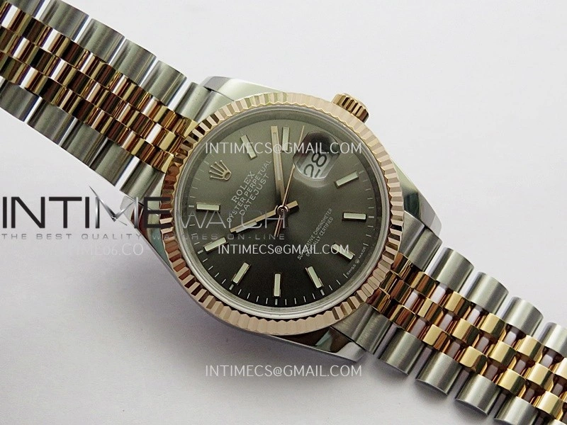 DateJust 36mm 126231 SS RG V2 QF 1:1 Best Edition Gray Dial Stick Marker On SS RG Jubilee Bracelet SH3235