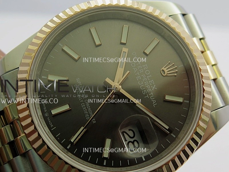 DateJust 36mm 126231 SS RG V2 QF 1:1 Best Edition Gray Dial Stick Marker On SS RG Jubilee Bracelet SH3235