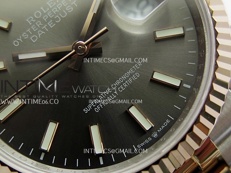 DateJust 36mm 126231 SS RG V2 QF 1:1 Best Edition Gray Dial Stick Marker On SS RG Jubilee Bracelet SH3235