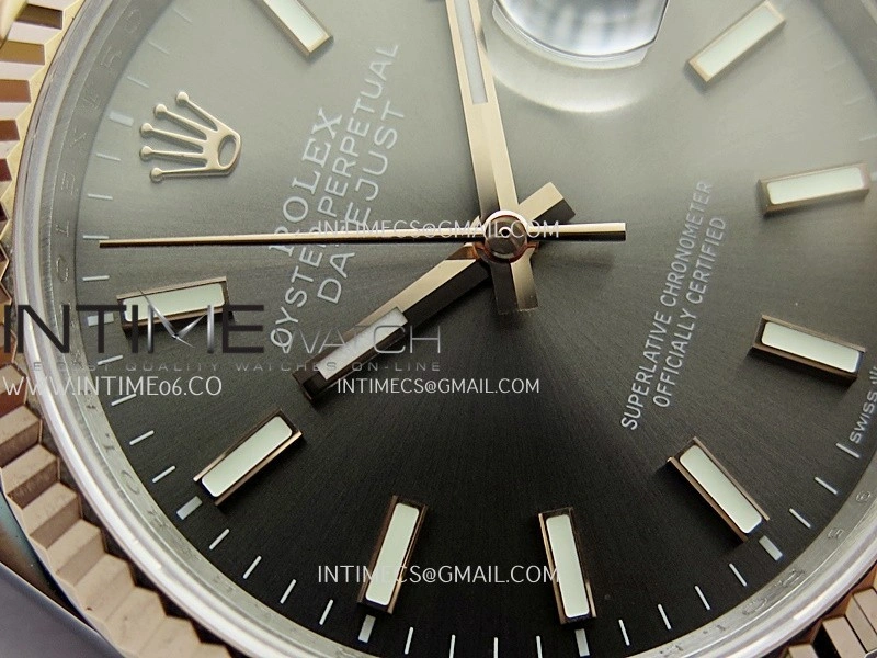 DateJust 36mm 126231 SS RG V2 QF 1:1 Best Edition Gray Dial Stick Marker On SS RG Jubilee Bracelet SH3235