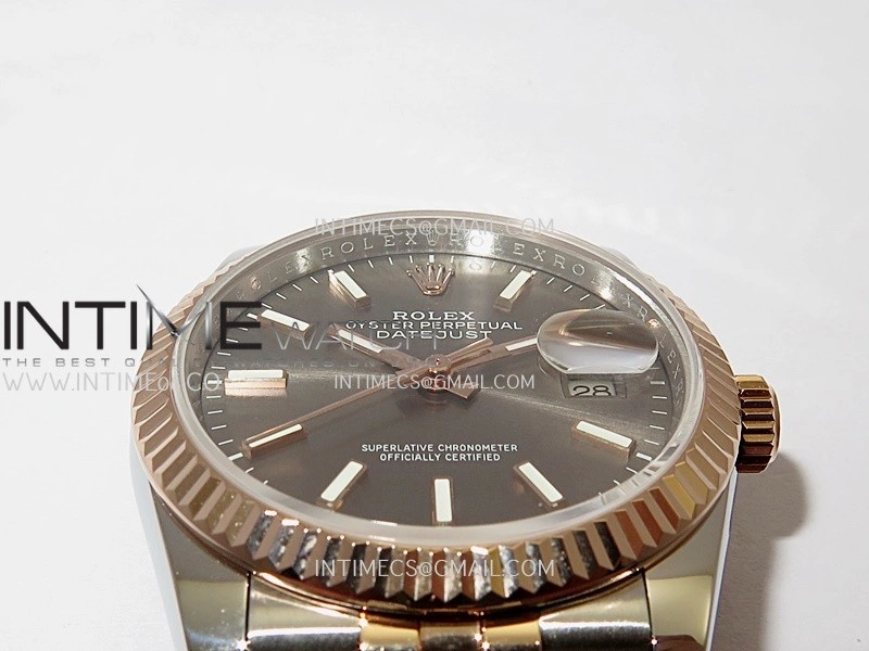 DateJust 36mm 126231 SS RG V2 QF 1:1 Best Edition Gray Dial Stick Marker On SS RG Jubilee Bracelet SH3235