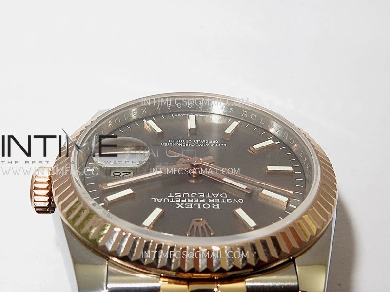 DateJust 36mm 126231 SS RG V2 QF 1:1 Best Edition Gray Dial Stick Marker On SS RG Jubilee Bracelet SH3235