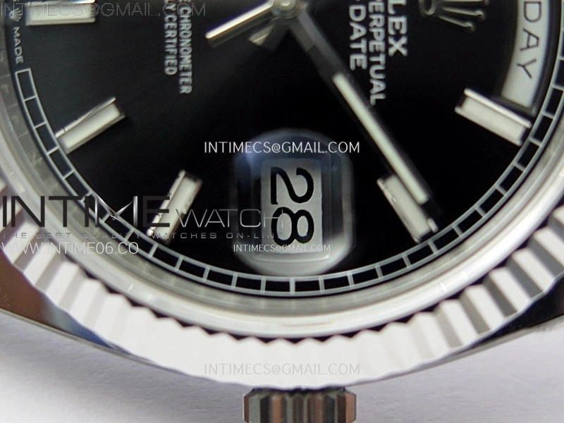 Day Date 228236 40mm 904L SS 1:1 AR+F Best Edition Black Dial Sticks Markers on SS President Bracelet SA3255