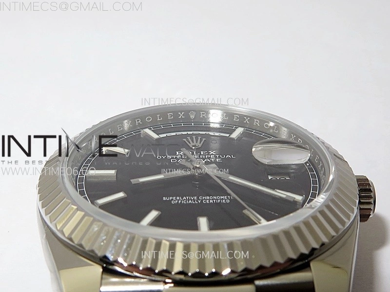 Day Date 228236 40mm 904L SS 1:1 AR+F Best Edition Black Dial Sticks Markers on SS President Bracelet SA3255