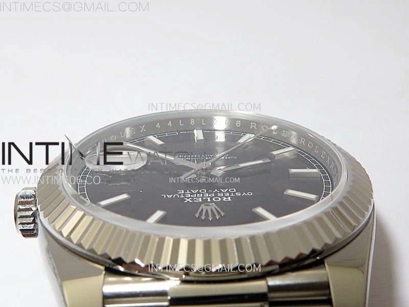 Day Date 228236 40mm 904L SS 1:1 AR+F Best Edition Black Dial Sticks Markers on SS President Bracelet SA3255