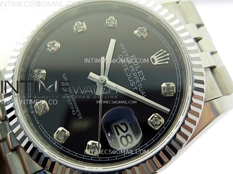 DateJust 36MM 126234 SS APSF 1:1 Best Edition Black Dial Diamond Markers on SS Jubilee Bracelet SA3235