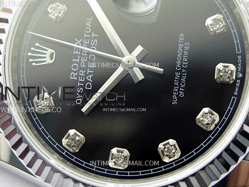 DateJust 36MM 126234 SS APSF 1:1 Best Edition Black Dial Diamond Markers on SS Jubilee Bracelet SA3235