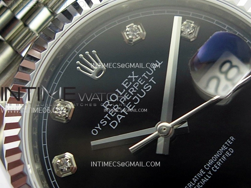 DateJust 36MM 126234 SS APSF 1:1 Best Edition Black Dial Diamond Markers on SS Jubilee Bracelet SA3235
