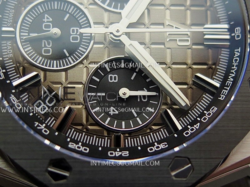 Royal Oak Offshore 43mm 26420 Ceramic Bezel SS APSF 1:1 Best Edition Light Brown Dial On Gray Rubber Strap SA4401 Super Clone