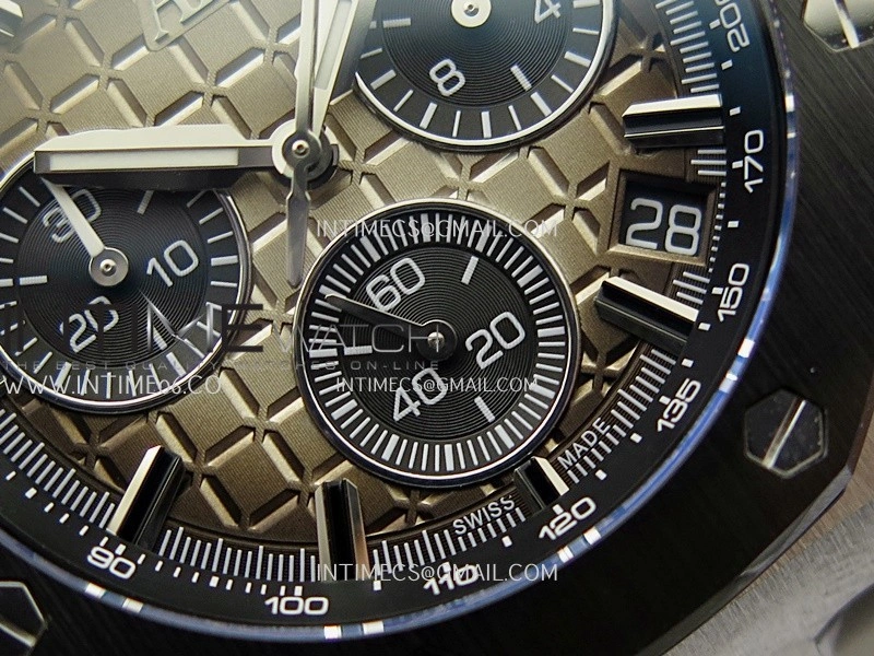 Royal Oak Offshore 43mm 26420 Ceramic Bezel SS APSF 1:1 Best Edition Light Brown Dial On Gray Rubber Strap SA4401 Super Clone