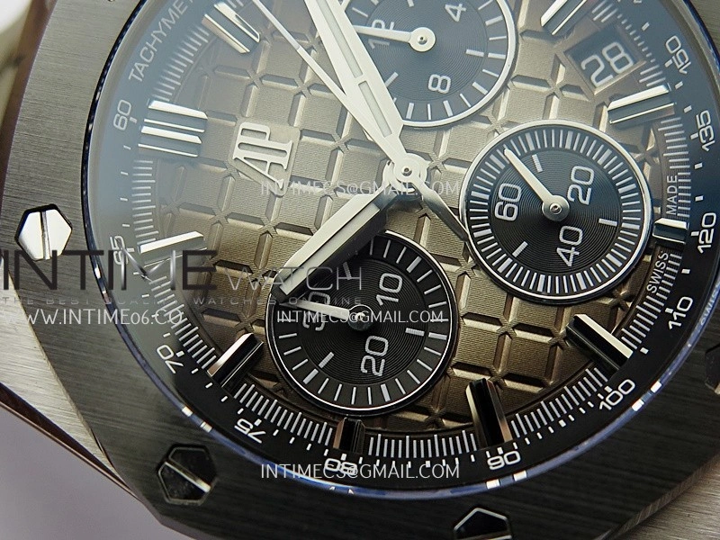 Royal Oak Offshore 43mm 26420 Ceramic Bezel SS APSF 1:1 Best Edition Light Brown Dial On Gray Rubber Strap SA4401 Super Clone