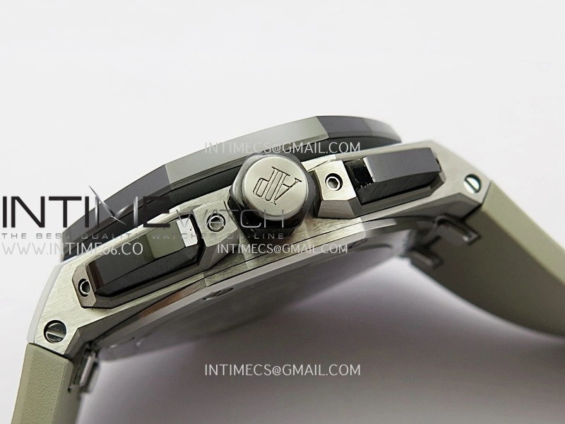 Royal Oak Offshore 43mm 26420 Ceramic Bezel SS APSF 1:1 Best Edition Light Brown Dial On Gray Rubber Strap SA4401 Super Clone