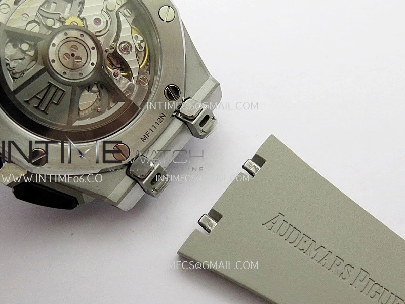 Royal Oak Offshore 43mm 26420 Ceramic Bezel SS APSF 1:1 Best Edition Light Brown Dial On Gray Rubber Strap SA4401 Super Clone