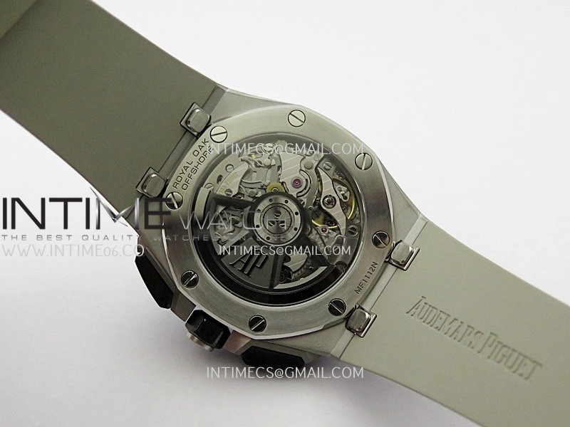 Royal Oak Offshore 43mm 26420 Ceramic Bezel SS APSF 1:1 Best Edition Light Brown Dial On Gray Rubber Strap SA4401 Super Clone