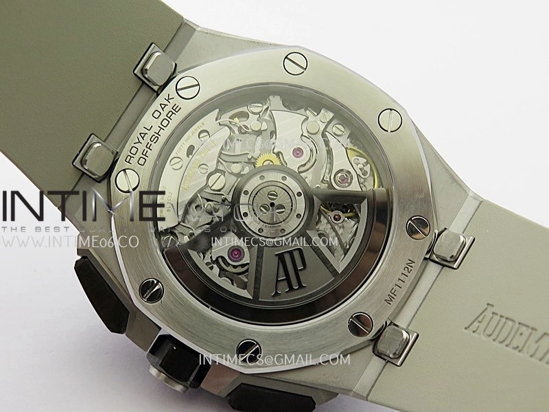 Royal Oak Offshore 43mm 26420 Ceramic Bezel SS APSF 1:1 Best Edition Light Brown Dial On Gray Rubber Strap SA4401 Super Clone