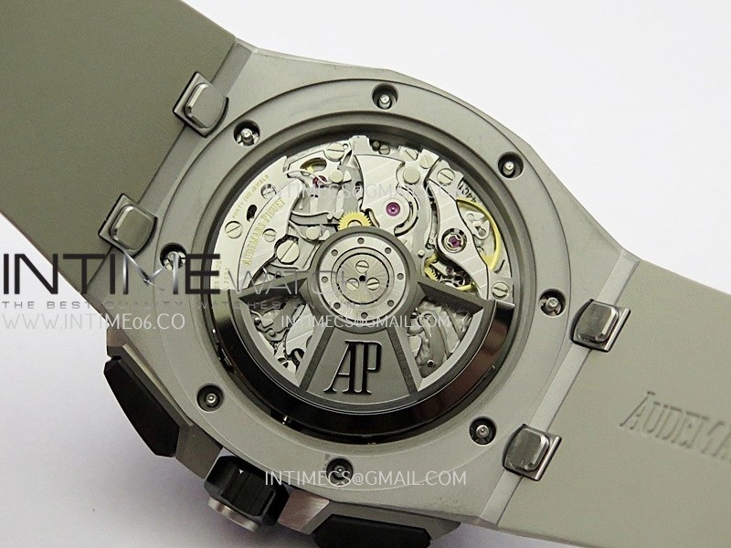 Royal Oak Offshore 43mm 26420 Ceramic Bezel SS APSF 1:1 Best Edition Light Brown Dial On Gray Rubber Strap SA4401 Super Clone
