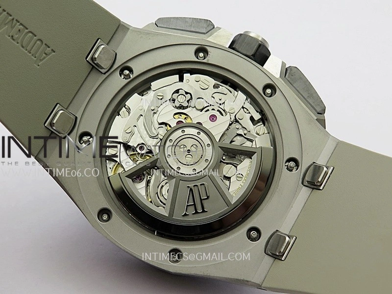 Royal Oak Offshore 43mm 26420 Ceramic Bezel SS APSF 1:1 Best Edition Light Brown Dial On Gray Rubber Strap SA4401 Super Clone