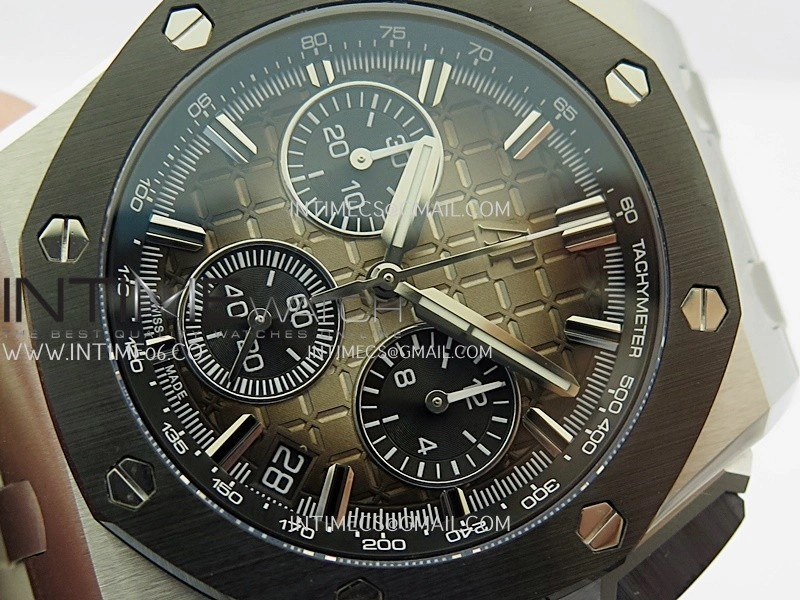 AP ROO 43mm 26420 Ceramic Bezel SS APSF 1:1 Best Edition Light Brown Dial On Gray Rubber Strap Super Clone SA4401