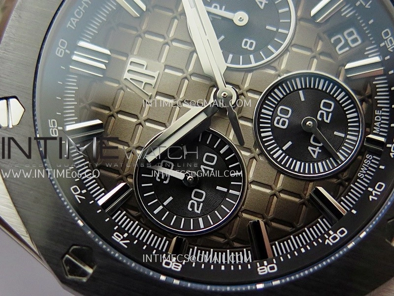 AP ROO 43mm 26420 Ceramic Bezel SS APSF 1:1 Best Edition Light Brown Dial On Gray Rubber Strap Super Clone SA4401