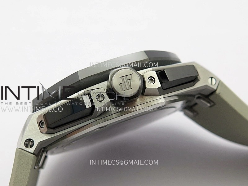 AP ROO 43mm 26420 Ceramic Bezel SS APSF 1:1 Best Edition Light Brown Dial On Gray Rubber Strap Super Clone SA4401