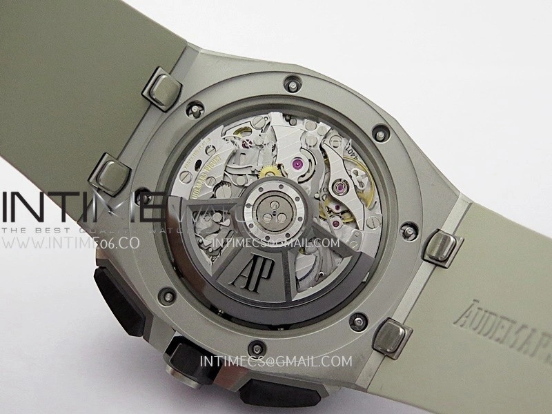 AP ROO 43mm 26420 Ceramic Bezel SS APSF 1:1 Best Edition Light Brown Dial On Gray Rubber Strap Super Clone SA4401