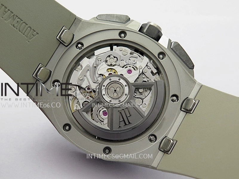 AP ROO 43mm 26420 Ceramic Bezel SS APSF 1:1 Best Edition Light Brown Dial On Gray Rubber Strap Super Clone SA4401