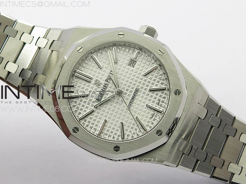 Royal Oak 41mm 15400 SS APSF 1:1 Best Edition Silver Textured Dial on SS Bracelet A3120 Super Clone V3