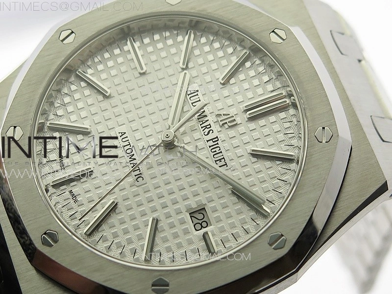 Royal Oak 41mm 15400 SS APSF 1:1 Best Edition Silver Textured Dial on SS Bracelet A3120 Super Clone V3