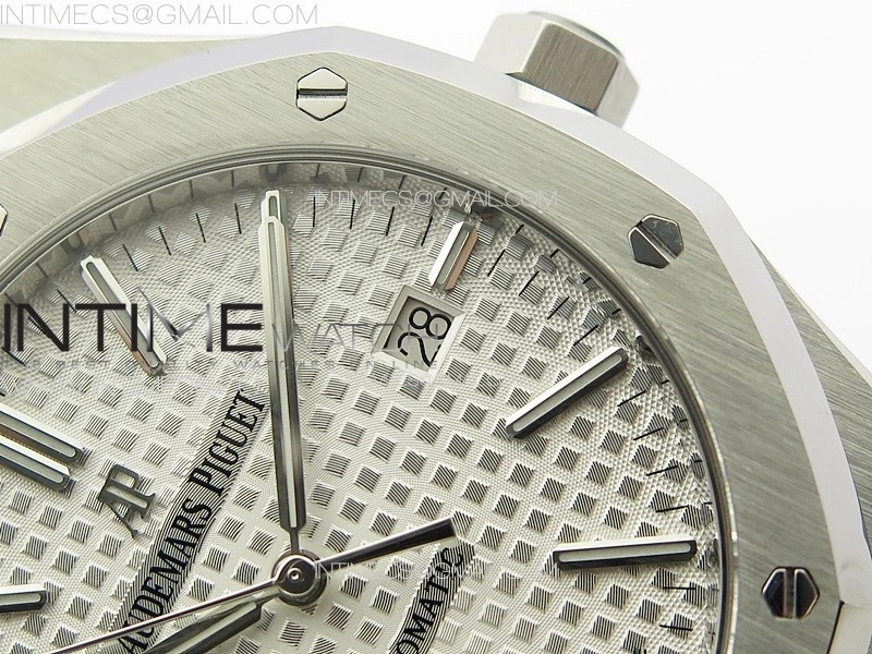 Royal Oak 41mm 15400 SS APSF 1:1 Best Edition Silver Textured Dial on SS Bracelet A3120 Super Clone V3