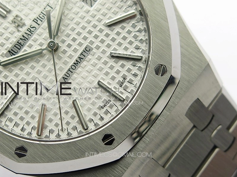 Royal Oak 41mm 15400 SS APSF 1:1 Best Edition Silver Textured Dial on SS Bracelet A3120 Super Clone V3